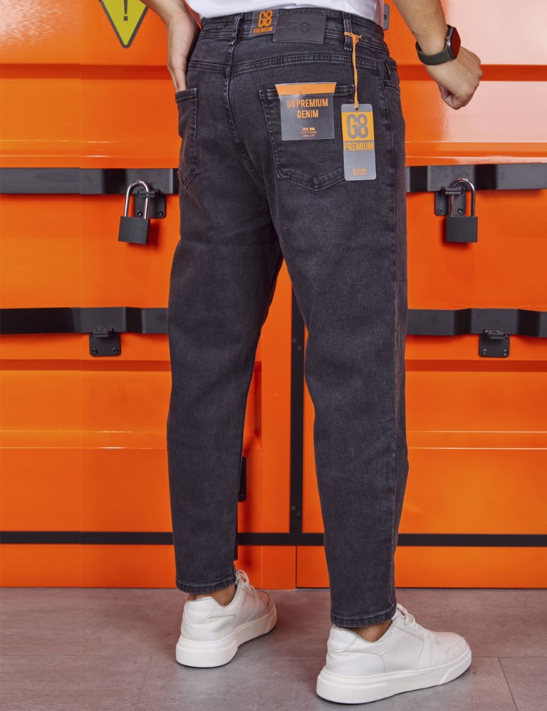 Ανδρικό ανθρακί ελαστικό loose τζιν πεντάτσεπο με φερμουάρ 8469 φωτογραφία